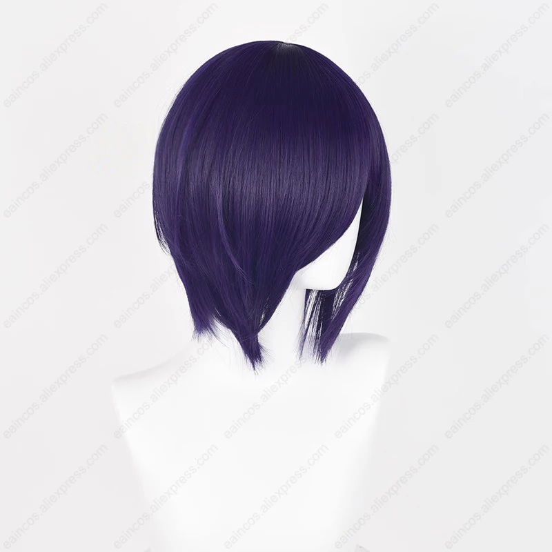 Peruka Touka Kirishima peruka do Cosplay Toka Kirishima 30cm ciemny fiolet krótkie włosy odporne na ciepło peruki syntetyczne