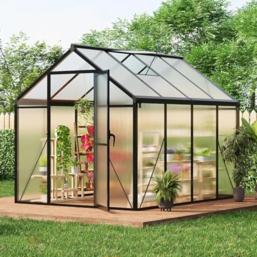 8×6 FT Outdoor Aluminum Polycarbonate Greenhouse