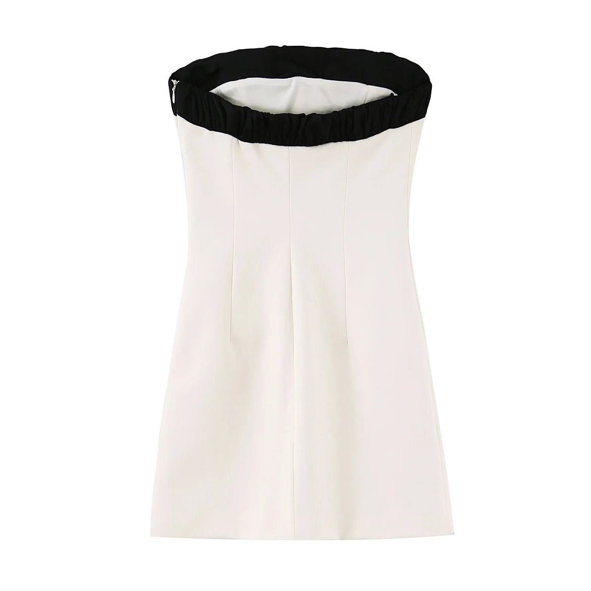 Damen-Bodycon-Kleid, schulterfrei, ärmellos, schmales Minikleid mit Schleife und rückenfreiem Detail