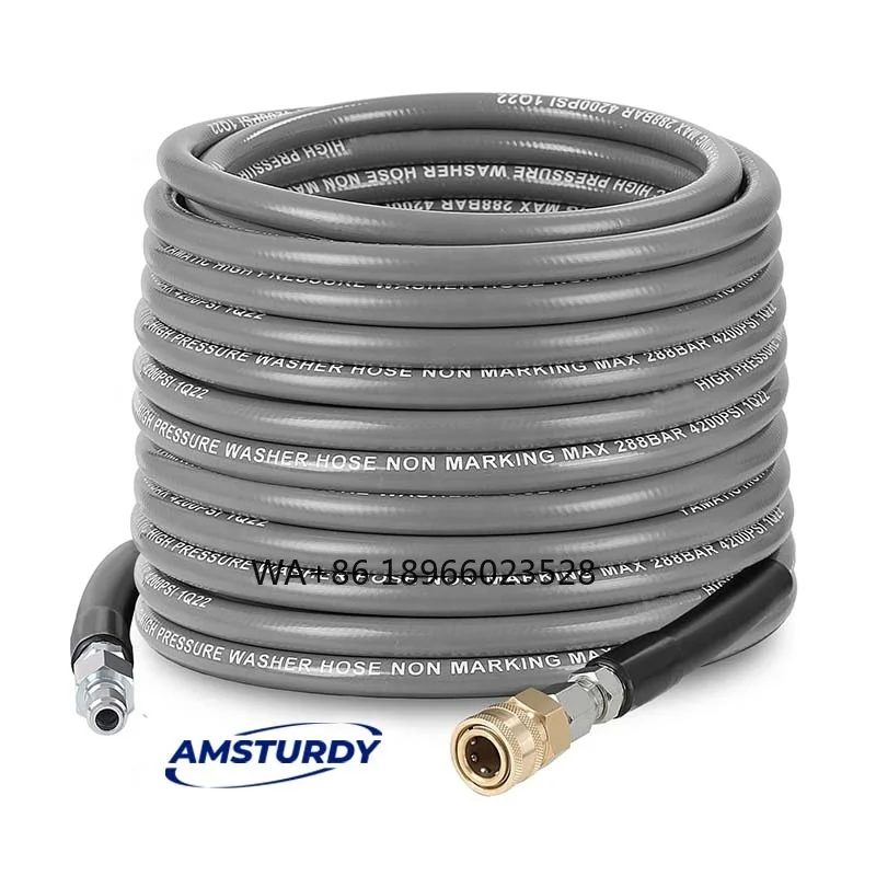 PH08-15 50ft Kink Resistant High Stretch Wire Braided High Pressure Hose Pipe Power Extension Pressure Washer Hose