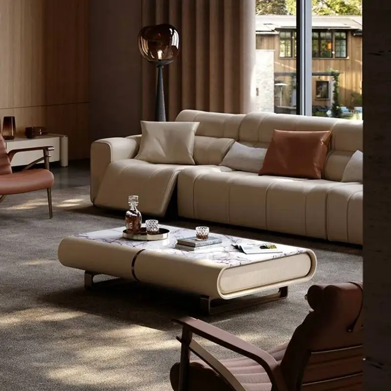 Italian European Living Room Coffee Tables Beige Designer Luxury Living Room Coffee Tables Modern Mesa De Centro Furniture Home
