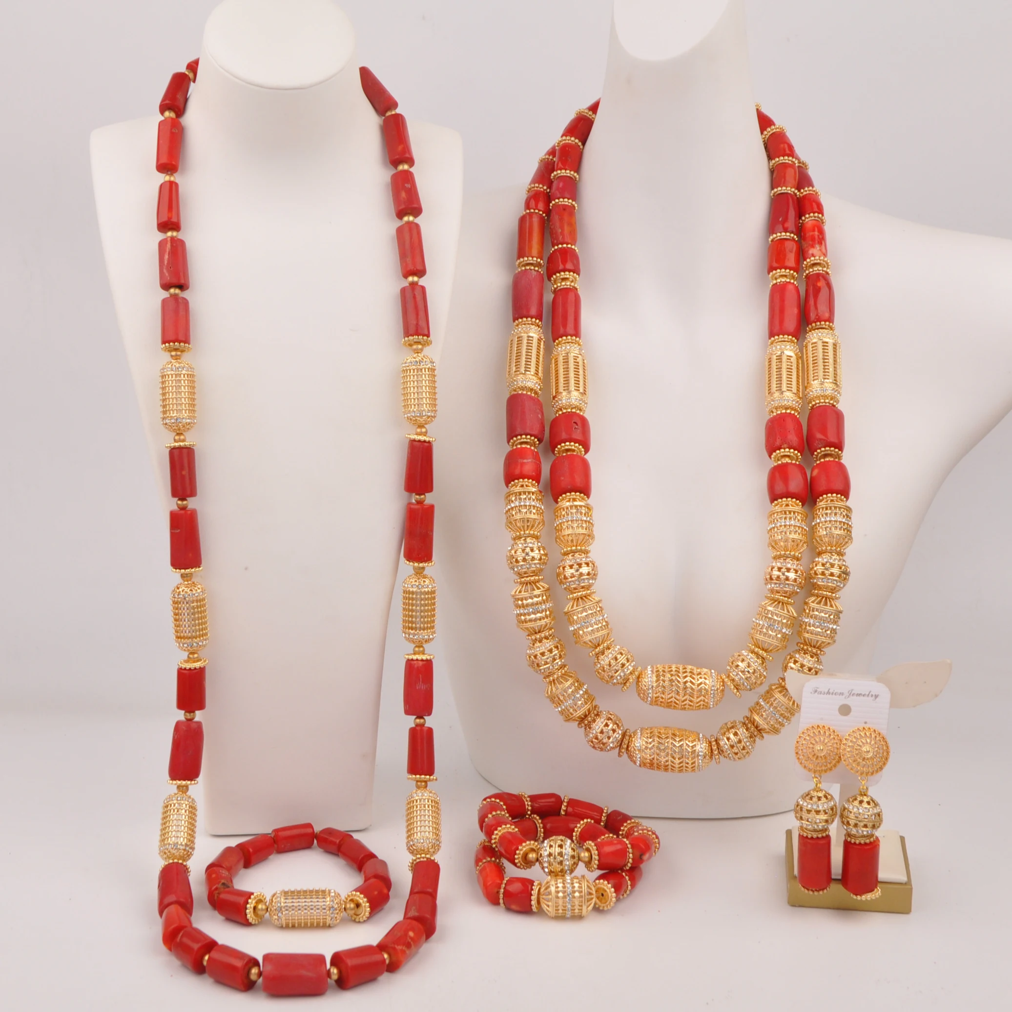 

Fashion African Red Coral Jewelry Set for Couple