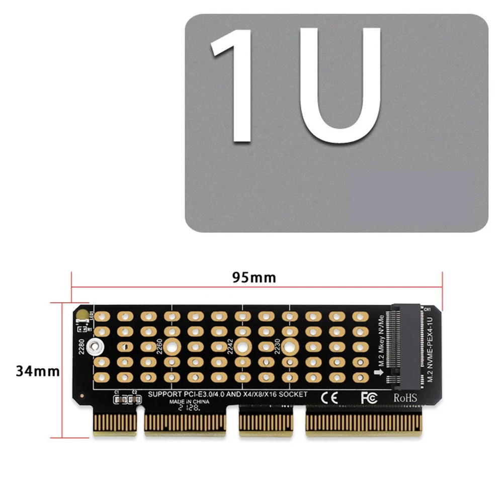 Карта адаптера A08E-M.2 NVME к PCI-E 4.0 Слот M.2 M-KEY поддерживает сервер 1U