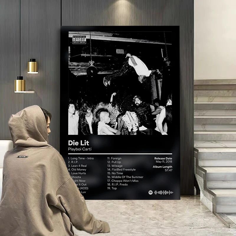 غلاف ألبوم موسيقى البوب الراب ، ملصق الفنان Playboi Carti ، مغني الراب الجمالي ، موسيقى الهيب هوب الصخرية ، قماش جدار الفن ، ديكور الغرفة #3