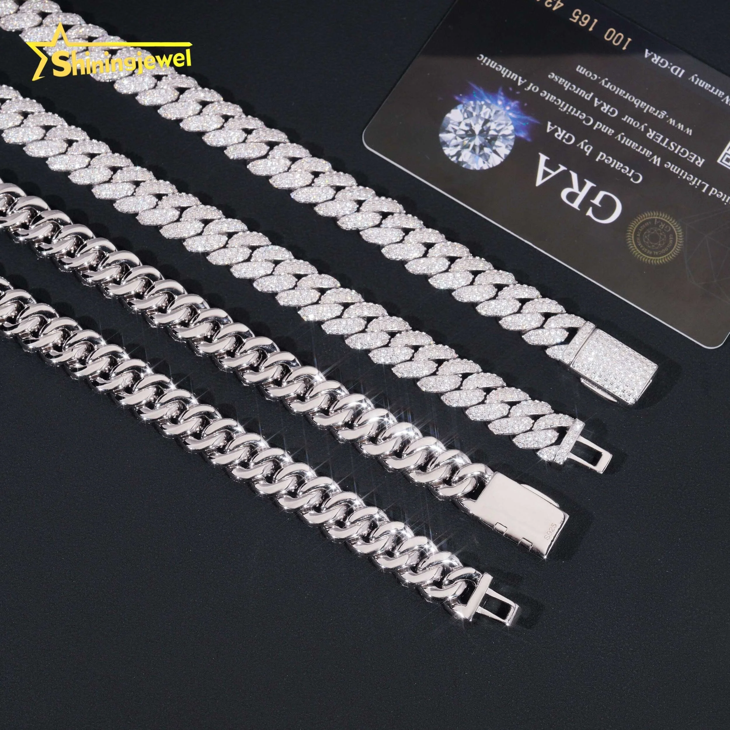 Hot Sale Pass Diamond Tester 925 Silver Hip Hop Style Iced Out 10mm Moissanite Cuban Link Chain...