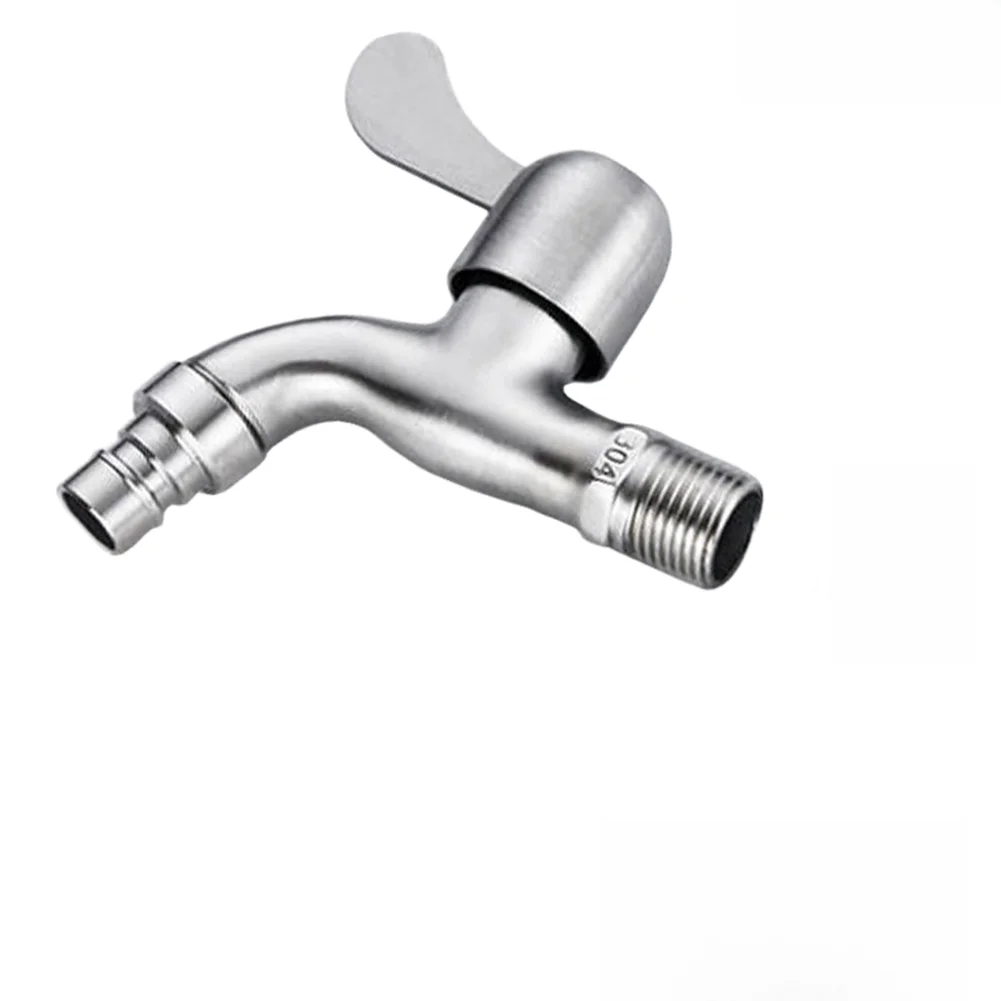 Stainless Steel Washing Machine Faucet Adapter Connector with Splash Proof Water Outlet and Complete Accessories