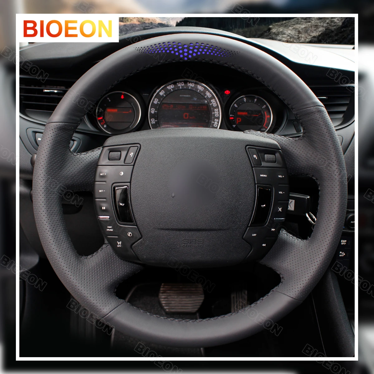 BIOEON Black PU Artificial Leather Steering Wheel Cover Braid for Citroen C5 2008 2009 2010 2011 2012 2013 2014 2015 2016-2017