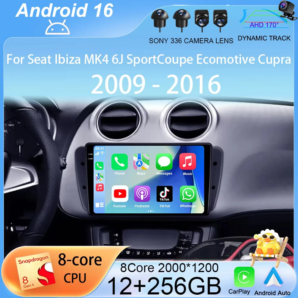 

Android 16 Car Radio For Seat Ibiza MK4 6J SportCoupe Ecomotive Cupra 2009 2010 2011 2012 - 2016 Multimedia Video Player Stereo
