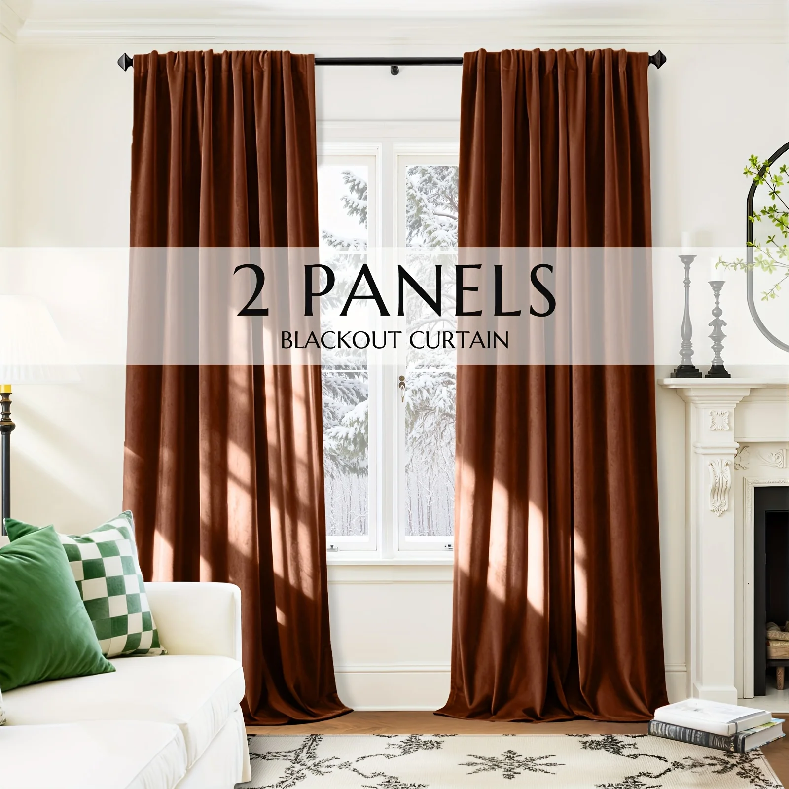 [Velvet Blackout Curtains] 2 Panels Velvet Blackout Curtains | Thermal Insulated, Machine Washable, Rod Pocket Privacy Window