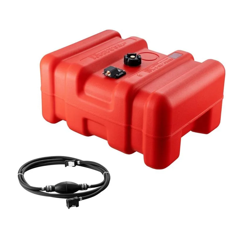 Marine Fuel Tank, 14.53 Gallon/55L, Portable Boat Fuel Gas Tank for Outboard Engine Boats, Plastic Outboard Marine Boat Fuel Tank with Hose, Easy to Carry for Yacht, Fishing Boat, Deck Boat, Red view 5