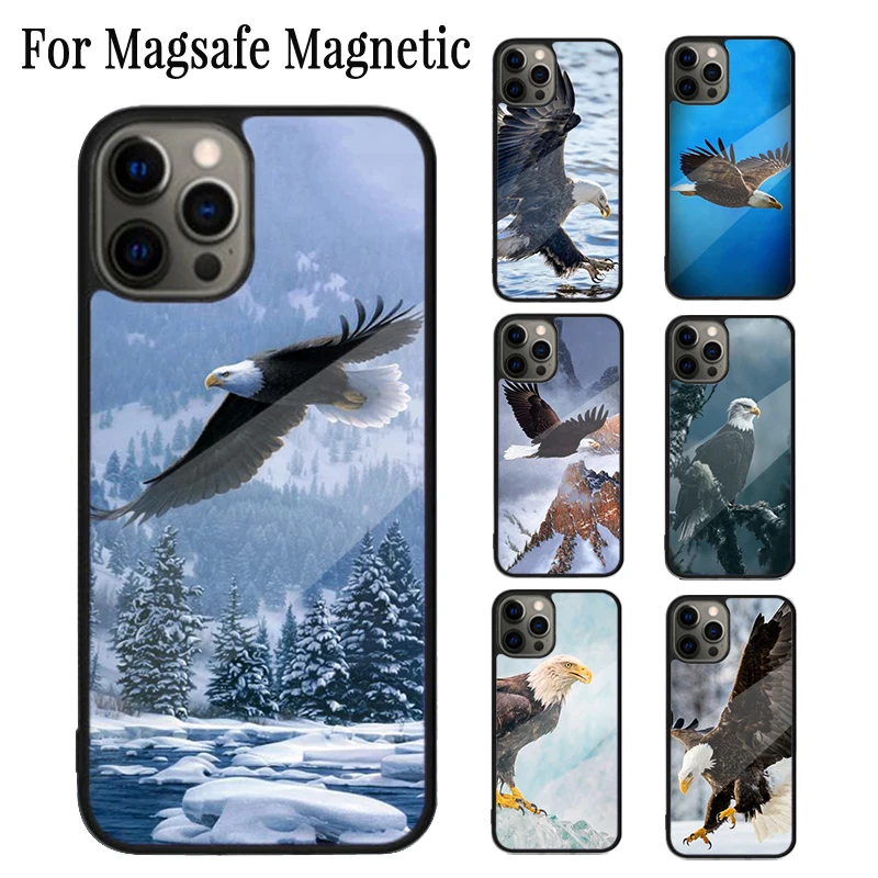 King Of Birds Eagle Magnetic Phone Case Coque For iPhone 16 15 14 Plus 13 12 Mini 11 Pro Max Magsafe Wireless Charging Cover