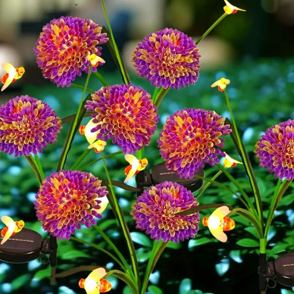 Solar Honeycomb Flower Lawn Lamp Outdoor Garden Decoration Swaying Bee Lights Waterproof Decorative Yard Path Lighting