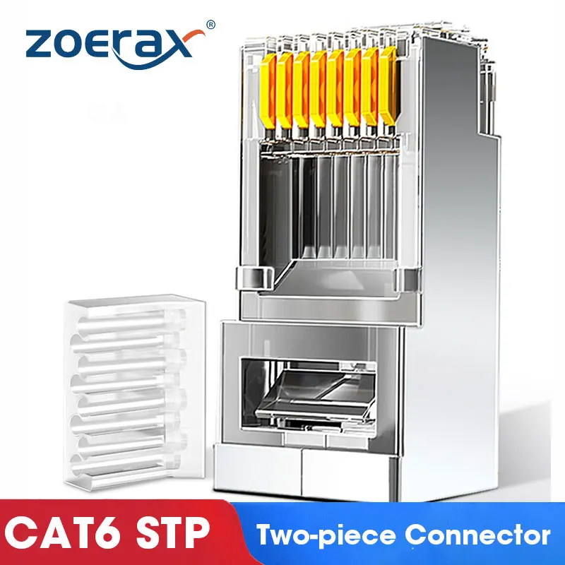 ZoeRax CAT5e CAT6 Stecker RJ45 Modularstecker Netzwerkstecker 50μ vergoldet 1,1mm Lochende für Ethernet-Kabel – Detail 10