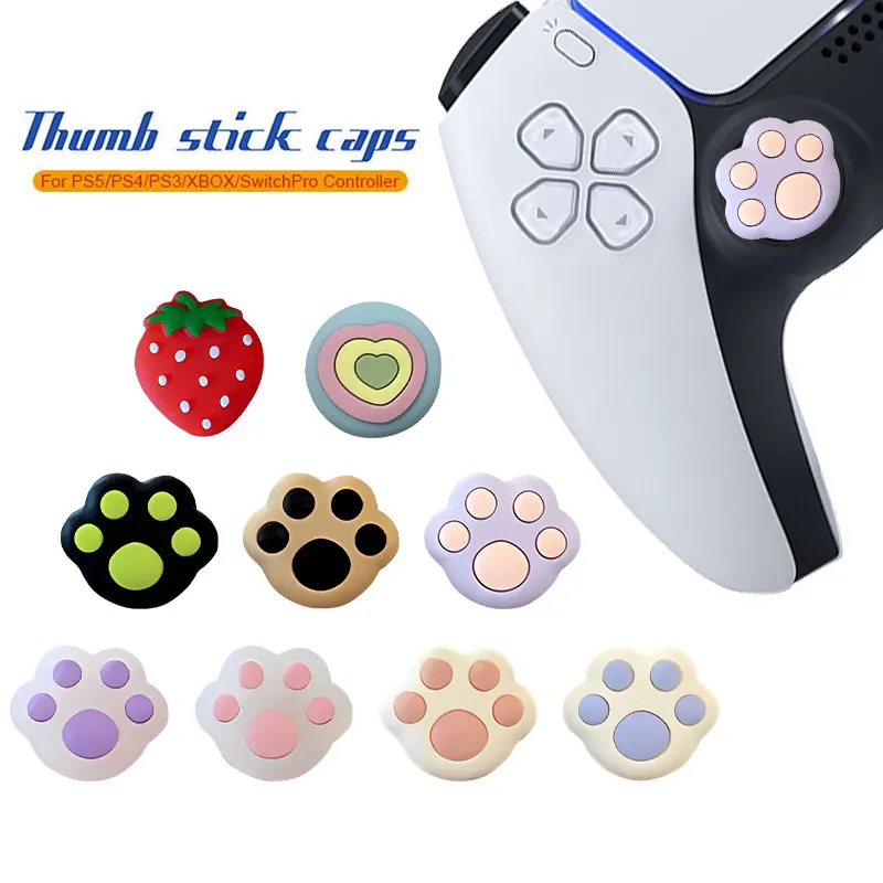 3D Cat Paw Soft Silicone Thumb Stick Grip Cap For PS5 PS4 XBOX Switch Pro Gamesir Controller Joystick Cover Protector Case