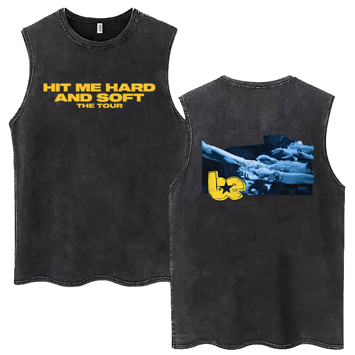 Hit Me Hard and Soft Vintage Washed Tank Tops T-shirt Fashion Pop Music Sleeveless Vest T Shirt Men's