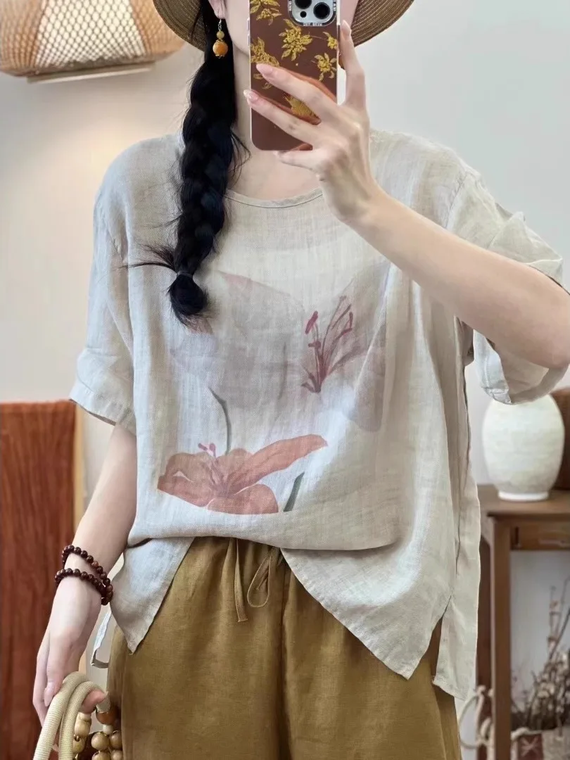 Lässiges, vielseitiges, rundes, schlankmachendes Sommer-Neues Sle f Sve-Damenoberteil aus reiner Seide von Ne ort Sve