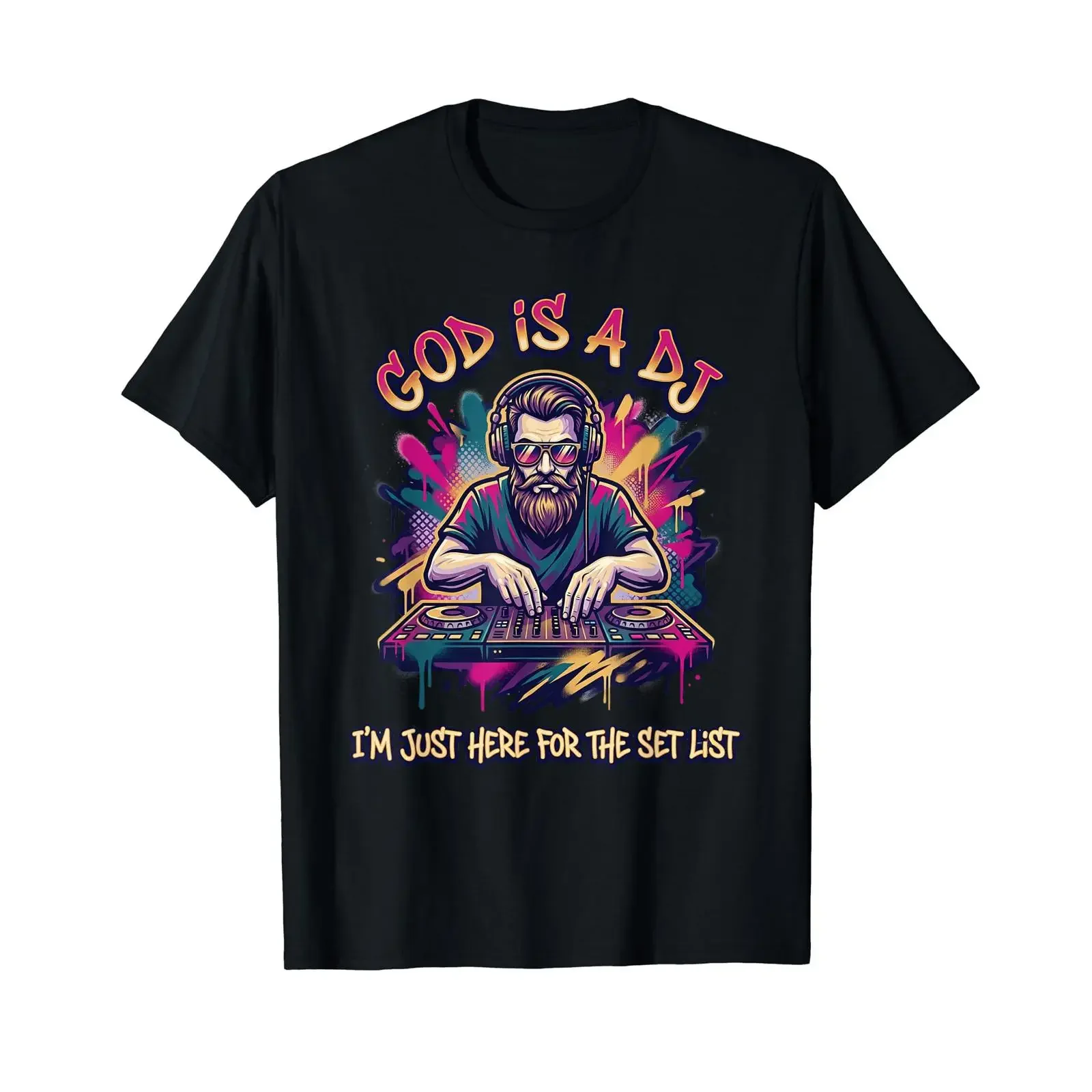 Dieu est DJ, je suis juste là pour la set-list. T-shirt de musique chrétienne, effet délavé vintage, pour un usage quotidien, décontracté, unisexe.