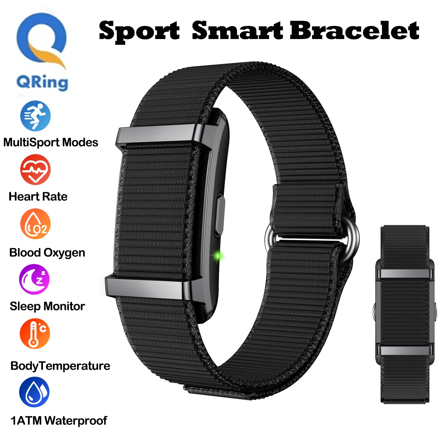 

Умные часы без экрана с функцией измерения частоты сердечных сокращений, HRV, уровня кислорода в крови и мониторинга сна, водонепроницаемость 1ATM, мультиспортивный режим для телефонов Android и IOS.