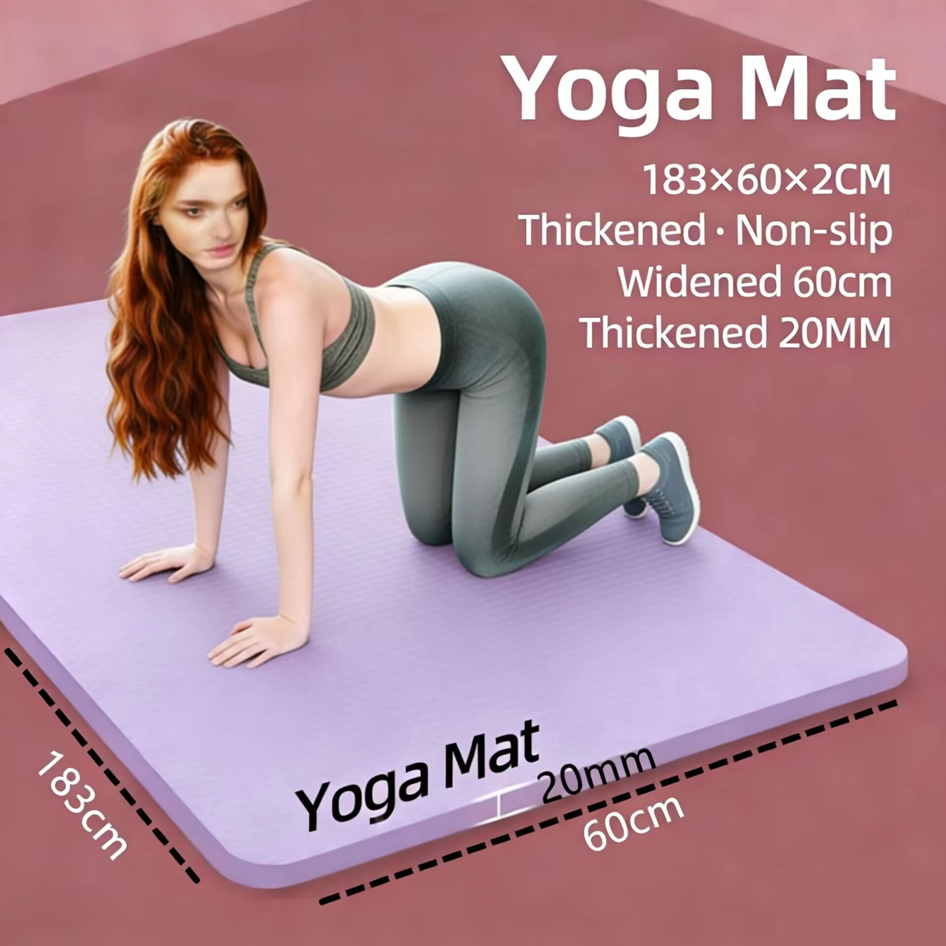 

Толстые коврики для йоги 20 мм, 183x60x2 см, нескользящие, для спорта, фитнеса, йоги, пилатеса, гимнастики