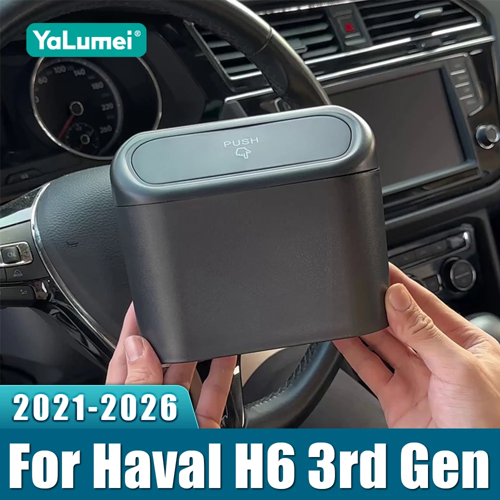 For Haval H6 3rd Gen GT 2021 2022 2023 2024 2025 2026 PHEV DHT Portable Car Storage Box Trash Can Garbage Pocket Sundries Bin