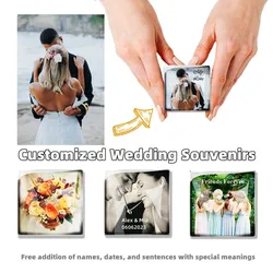 Wedding Souvenir Photo Custom Gifts Personalized Fridge Magnet 5cm 4cm Square Round Picture Glass Refrigerator Home Decor 10Pcs