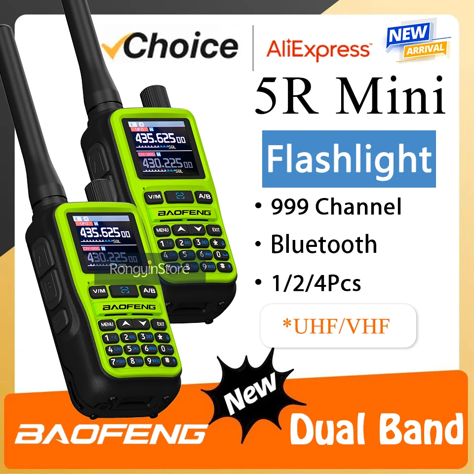 UV 5R Mini Baofeng Walkie Talkie Bluetooth 5W Dual-Band VHF/UHF USB-C Charging Fits All Team Operations Emergency Communication