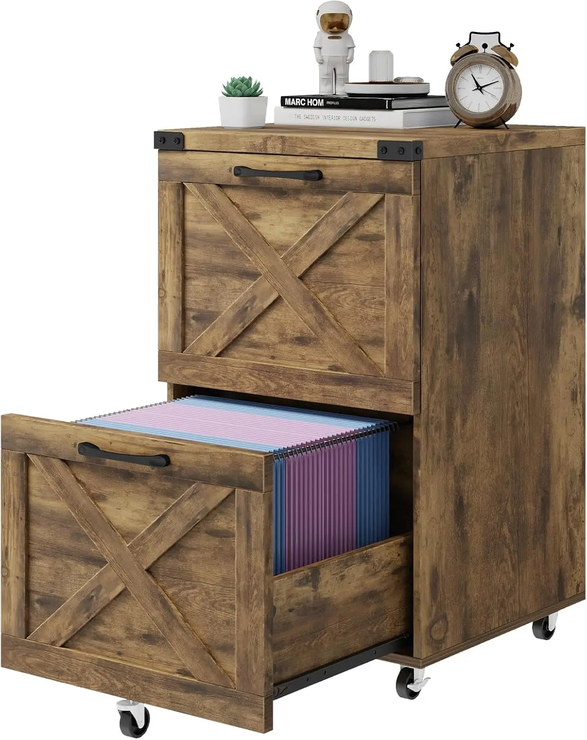 

Металлический шкаф для документов в стиле фермерского дома с 2 выдвижными ящиками, вертикальный картотечный шкаф на колесиках для подвесных папок формата Letter/A4, мобильные картотечные шкафы