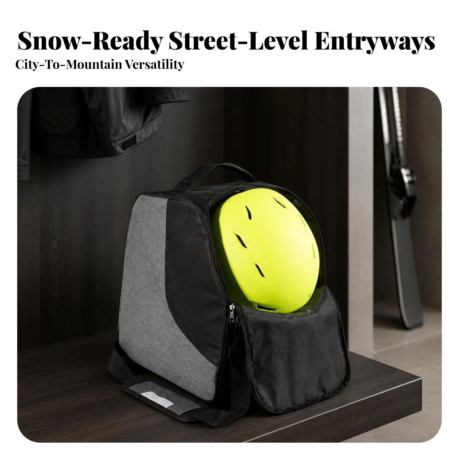 Ski Boot Storage Backpack Multi-Compartment Waterproof Ski Boot Backpack Ergonomic Spacious for Skiers, Winter Outings