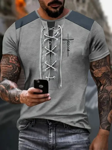 Imagen 2 del producto Camiseta informal de verano para hombre, camisetas con estampado 3d de Henry, camisetas con patrón de letras en inglés, camisetas vintage con cuello redondo, ropa para hombre