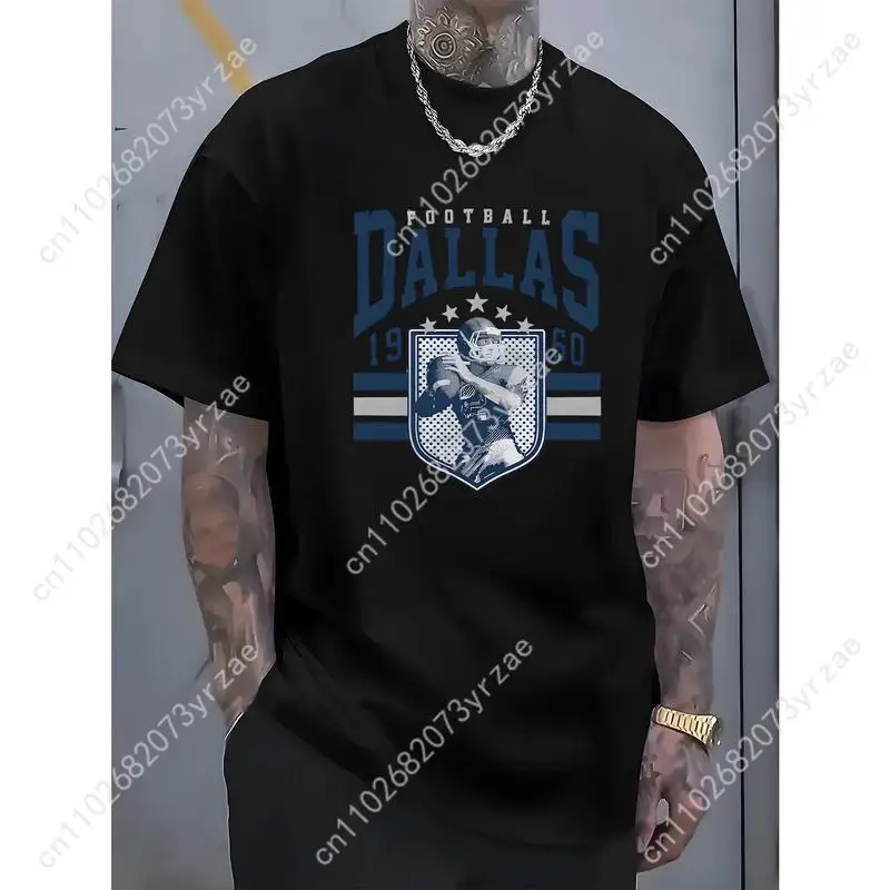 เสื้อยืดลำลองดัลลัสชายหญิงผ้าฝ้ายคุณภาพสูงแขนสั้นแฟชั่นเสื้อยืดสบายเสื้อระบายอากาศนุ่ม