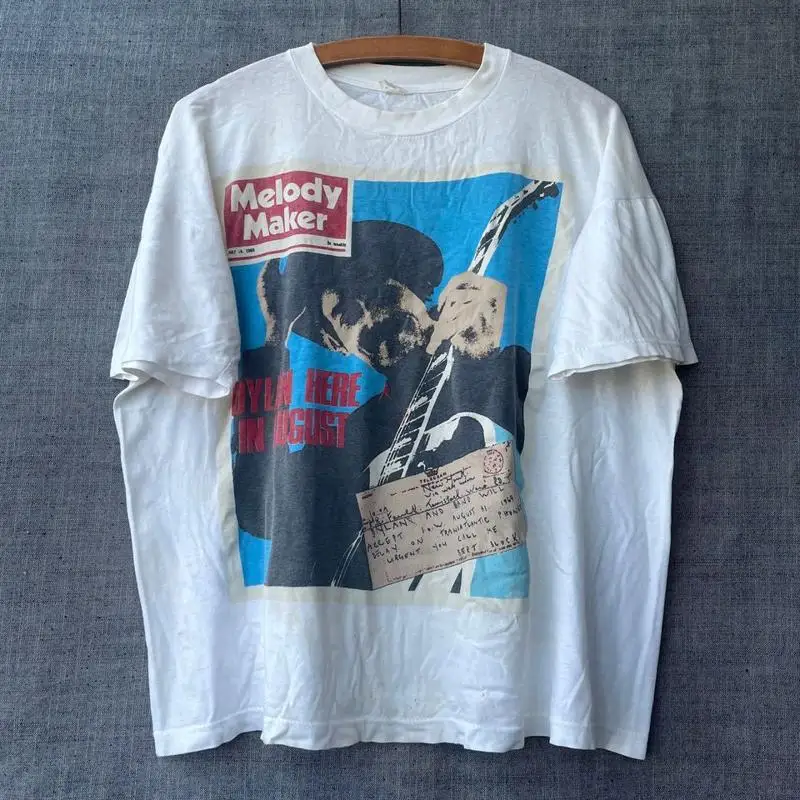 Vintage Melody Maker Magazine Bob Dylan Rock Tour T-Shirt TD1654