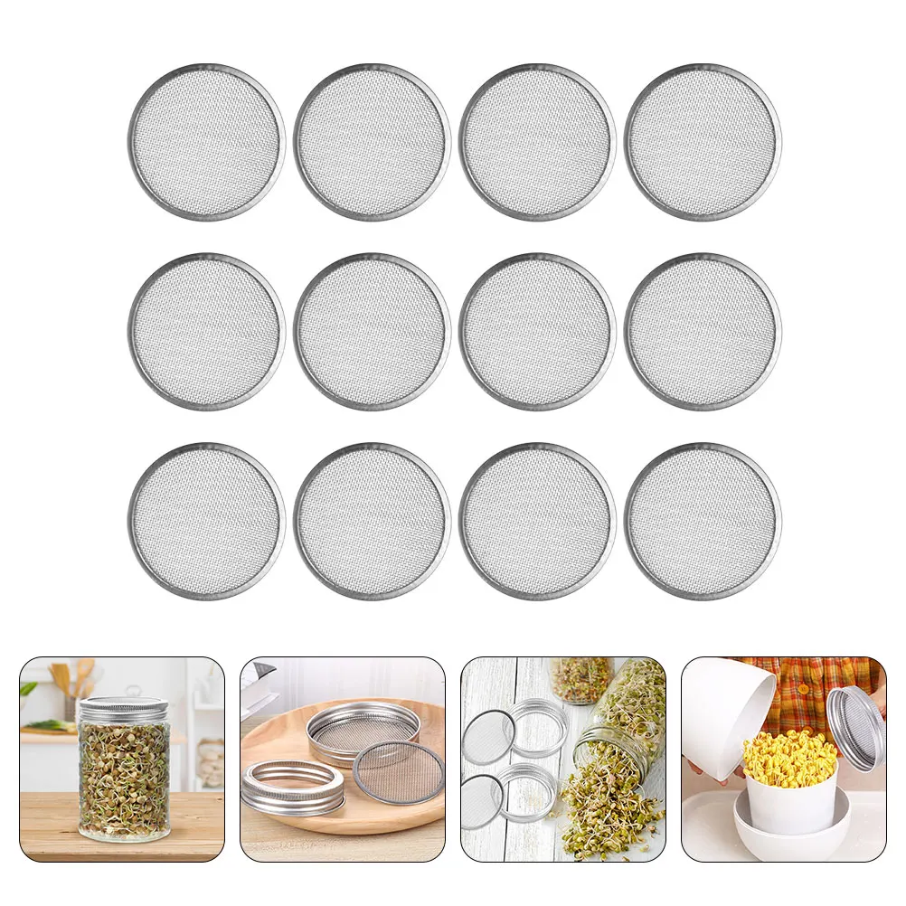

6pcs Stainless Steel Sprout Cover Wide Mouth Mason Jar Lids Strainer Mesh Filter 86 Ring Seal 304 Versatile Kitchen Tools