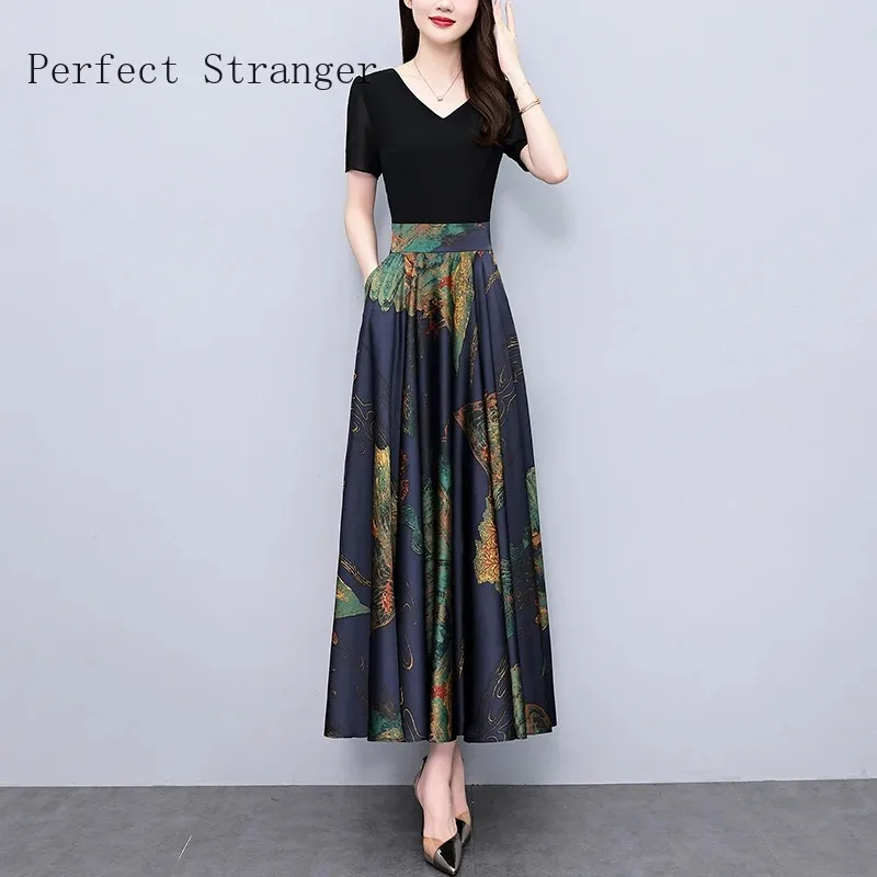 Vintage Clothes For Women 2024 Maxi Dress Chiffon Floral Party Elegant Boho Summer Korean Long Chic Evening Dresses