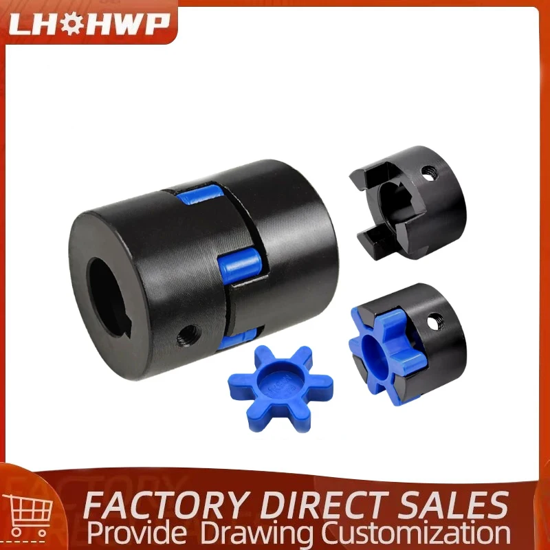 L100 L-Type Jaw Coupling 65mm OD 88mm Length Flexible Shaft Coupling For Industrial Machinery With Hole 15mm - 35mm Have Keyway