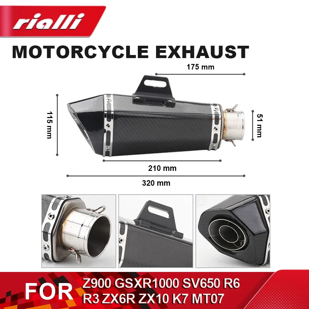 Hatoldalú 36-51mm Motorbicikli Halálra fáraszt Csőhálózat Szökés Hangtompító matrica vel Decibel Gyilkos számára Z900 GSXR1000 SV650 R6 R3 ZX6R ZX10 K7 MT07