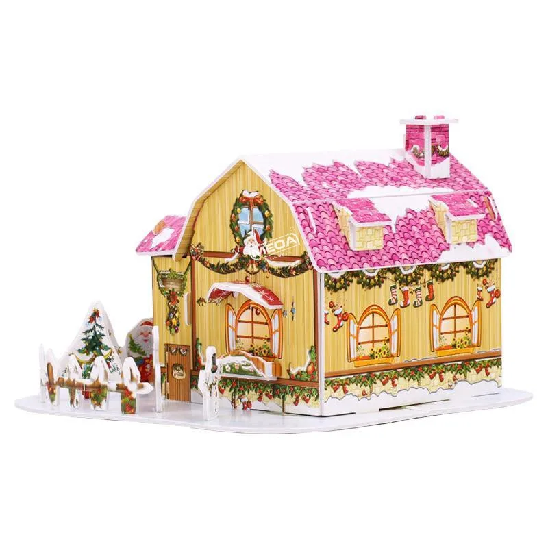 8 Style Christmas Castle Building 3D Puzzle Model X'max House Architecture Construction Jigsaw Puzzles Toys Kids Christmas Gift