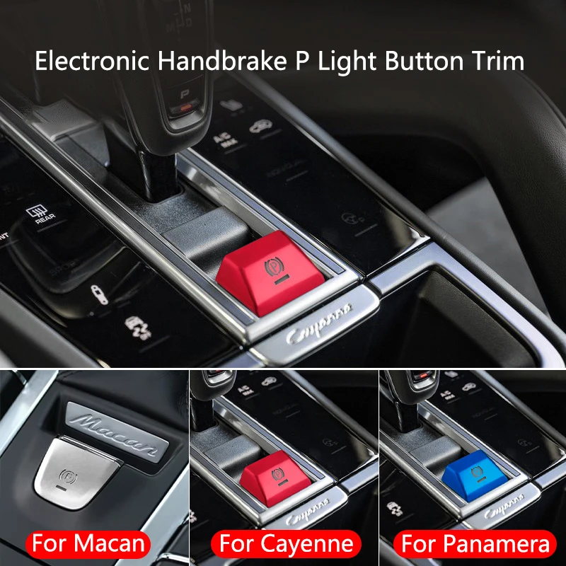 Car Styling For Porsche Macan Panamera Cayenne 2018 2019 2020 2021 Electronic Handbrake P Light Button Sequin Protector Sticker 