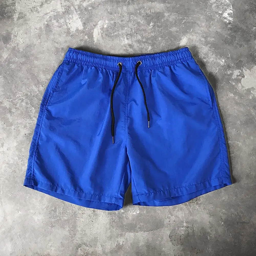 Summer Men Quick-drying Shorts Men's Quick-drying Beach Shorts with Elastic Waist Solid Color Swim Trunks for Summer Swimming