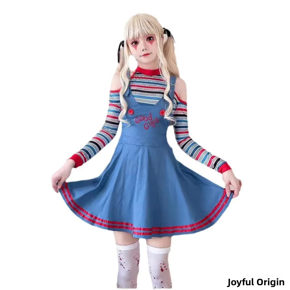 زي تنكري للبالغين، زي دمية مرعبة للهالوين، فستان خادمة، زي مهرج السيرك، ملابس مسرحية تقليدية صينية للنساء #4