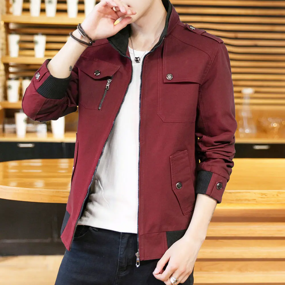 Casual Mens Cargo Jacket Spring Autumn Slim Fit Style Coat Cotton Breathable Workwear Tactical Outwear Plus Size