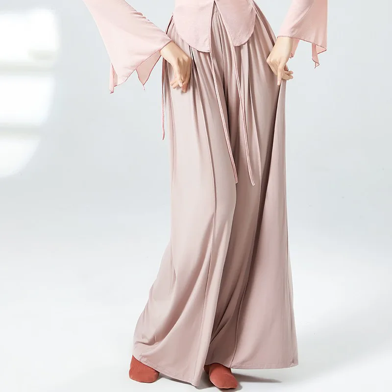 سراويل الرقص الحديثة السراويل ذات الساق المستقيمة ثنى ملابس الرقص الجسم الصيني السراويل الأنيقة واسعة الساق الممارسة الكلاسيكية