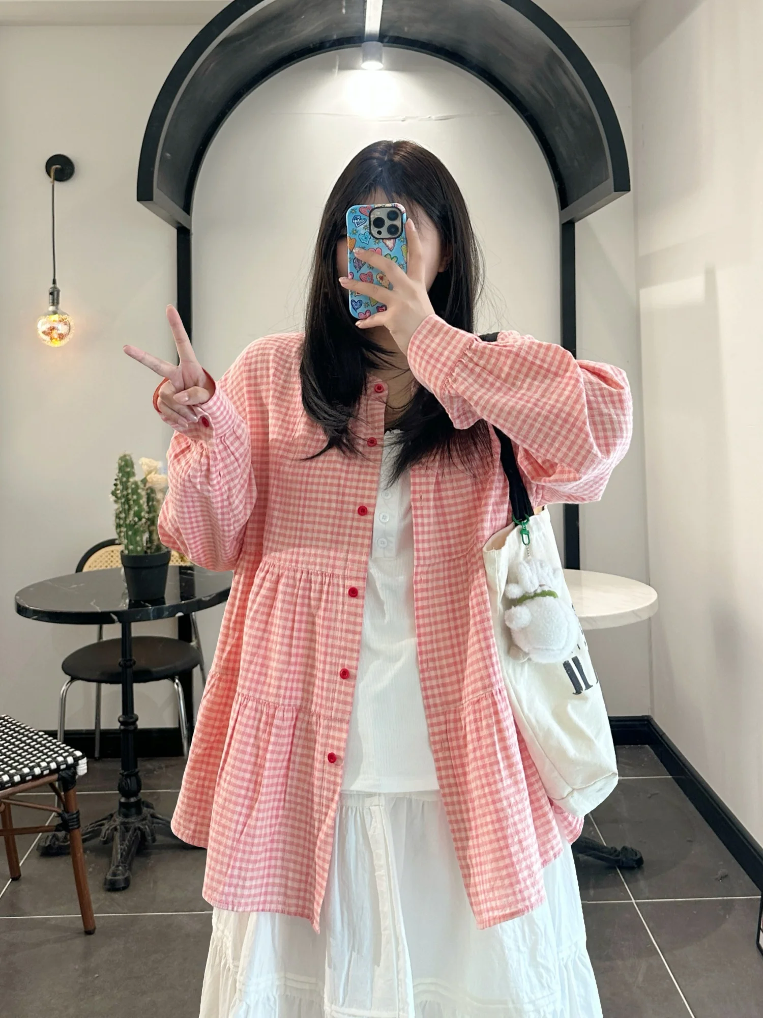 

Loose Casual Commute Style Women's Shirt plus Size Spring New Slimming Cotton Blend Long Sleeve round Neck Button up Top