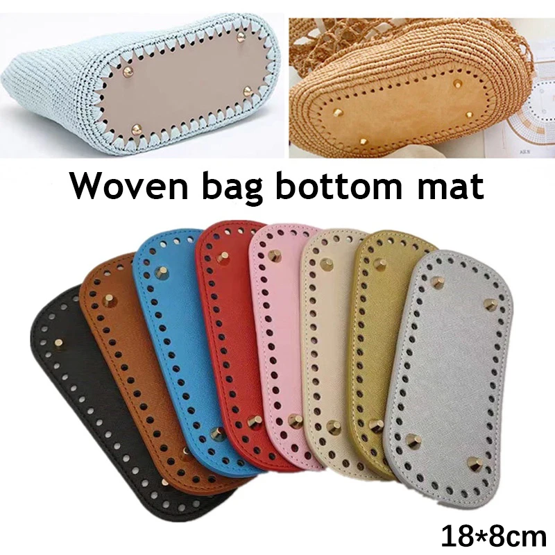 Fondo de bolsa de PU de forma ovalada para bolso de punto, bolsos de ganchillo, resistente al desgaste, duradero, con remache, accesorios de bolsa