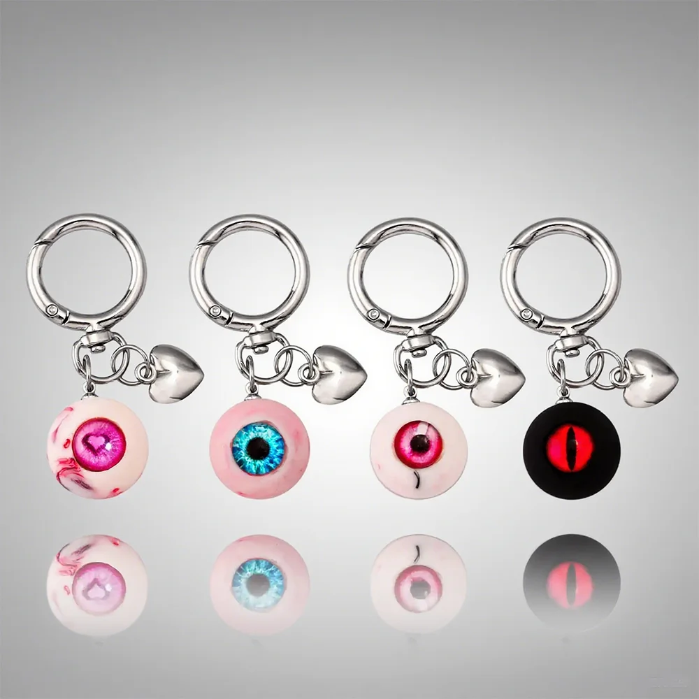 Halloween Gothic Demon Eye Resin Heart-Shaped Keychain Gothic-Style Bag Charm Unisex Accessories Surprise Gift