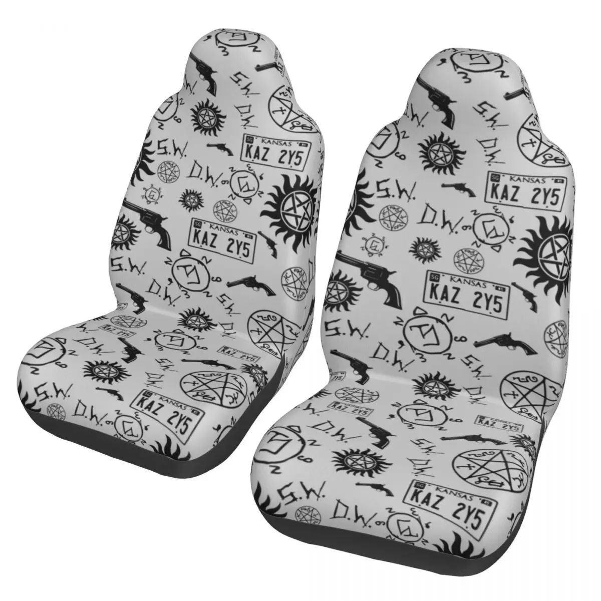 Supernatural Winchester Symbols Universal Car Seat Cover Four Seasons For SUV Car Seat Mat Fiber Car Accessories