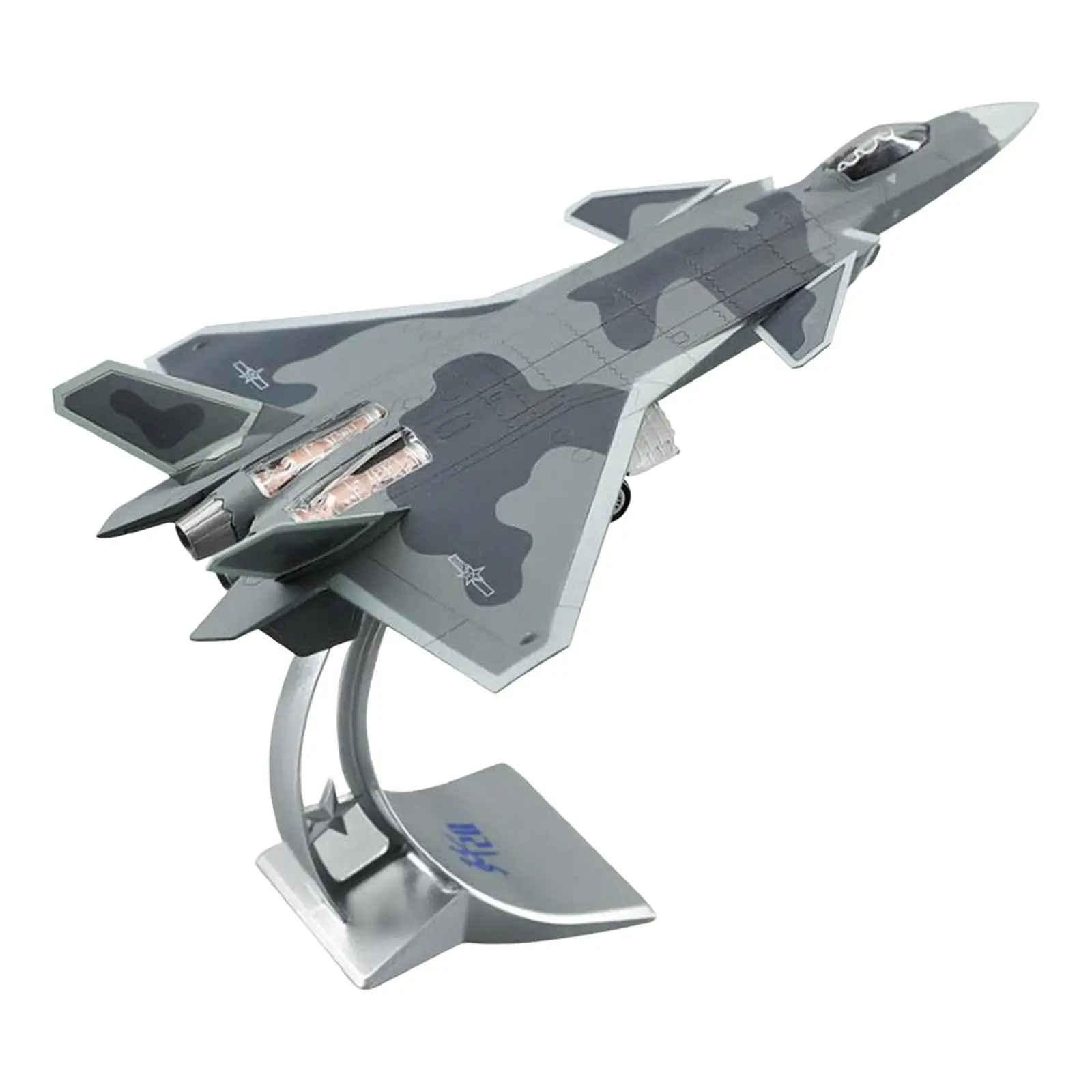 1:80 J20 Diecast Fighter Model Oornament Gift Tabletop Decor with Display Stand Simulation Retro Plane Model for Cafe Office