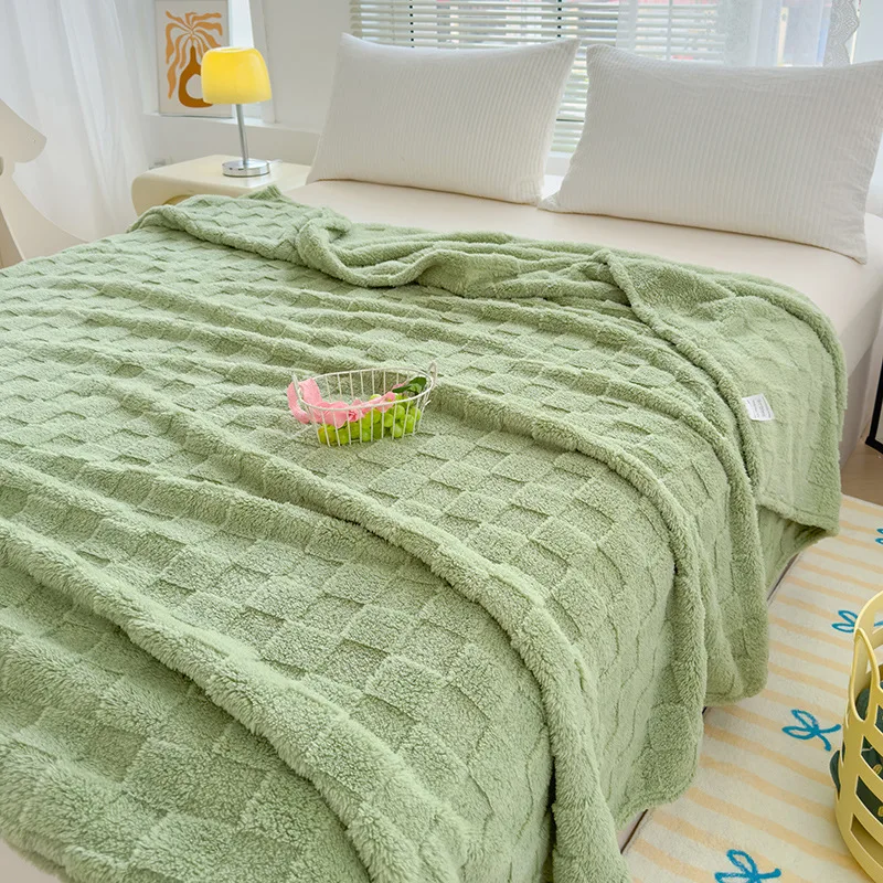Ultra Soft Taffeta Throw Blanket Lightweight Multifunctional Plaid for Sofa Bed Napping Cozy Warm Solid Color Blanket All Season