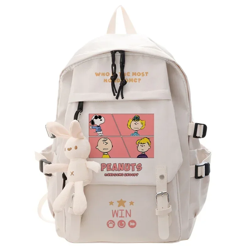 

Snoopy Cartoon Student Backpack Boys Girls Junior High School ins Large Capacity Travel Schoolbag Nylon Shoulder Bag handbag