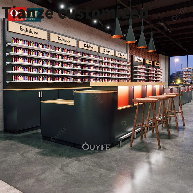 

Customized-Retail Fixture Design Wooden Cigar Store Counter Dispensary Shop Showcase Smoke Shop Accessories Shop Display