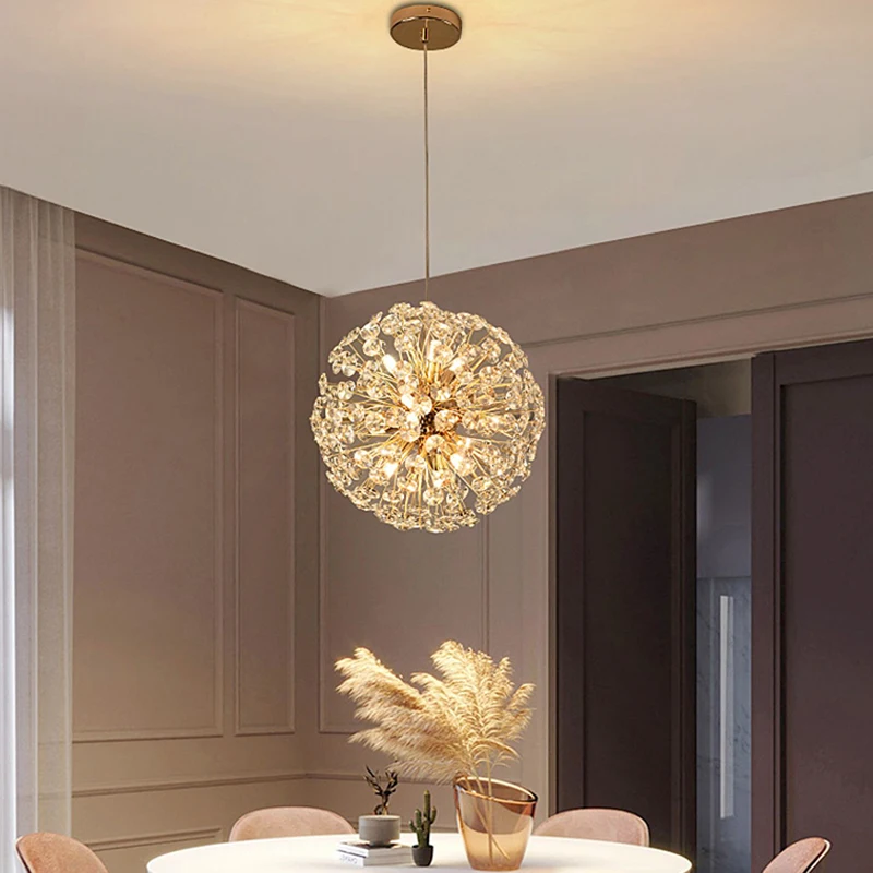 Modern Dandelion Crystal Pendant Lighs Luxury Bedroom Living Room Ceiling Chandelier Interior Decoration Led Lighting Fixtures